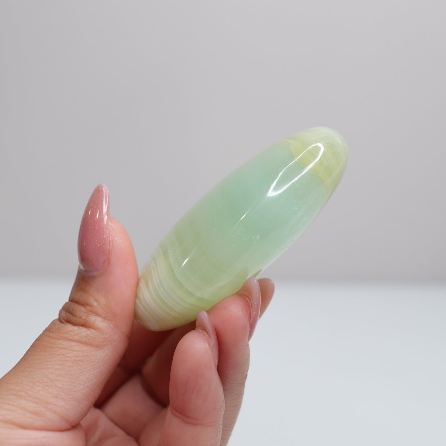 Pistachio Calcite Palm Stone | 84