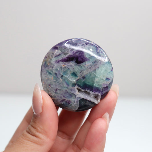 Fluorite Flat Stone w/druzy | 48