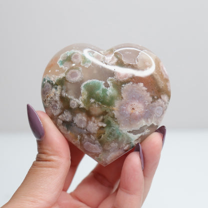 Flower Agate Heart 104