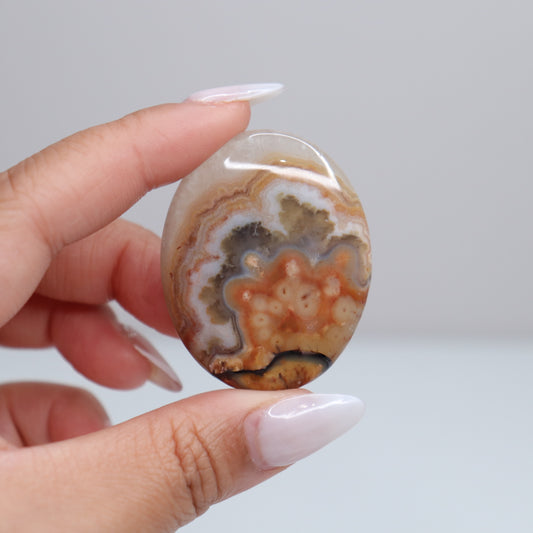 Mexican Lace Agate Palm Stone | 48