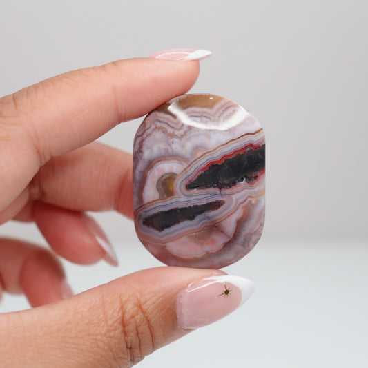 Mexican Lace Agate Palm Stone F