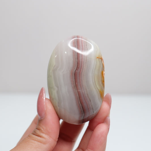 Pink Banded Onyx Palm Stone | 69