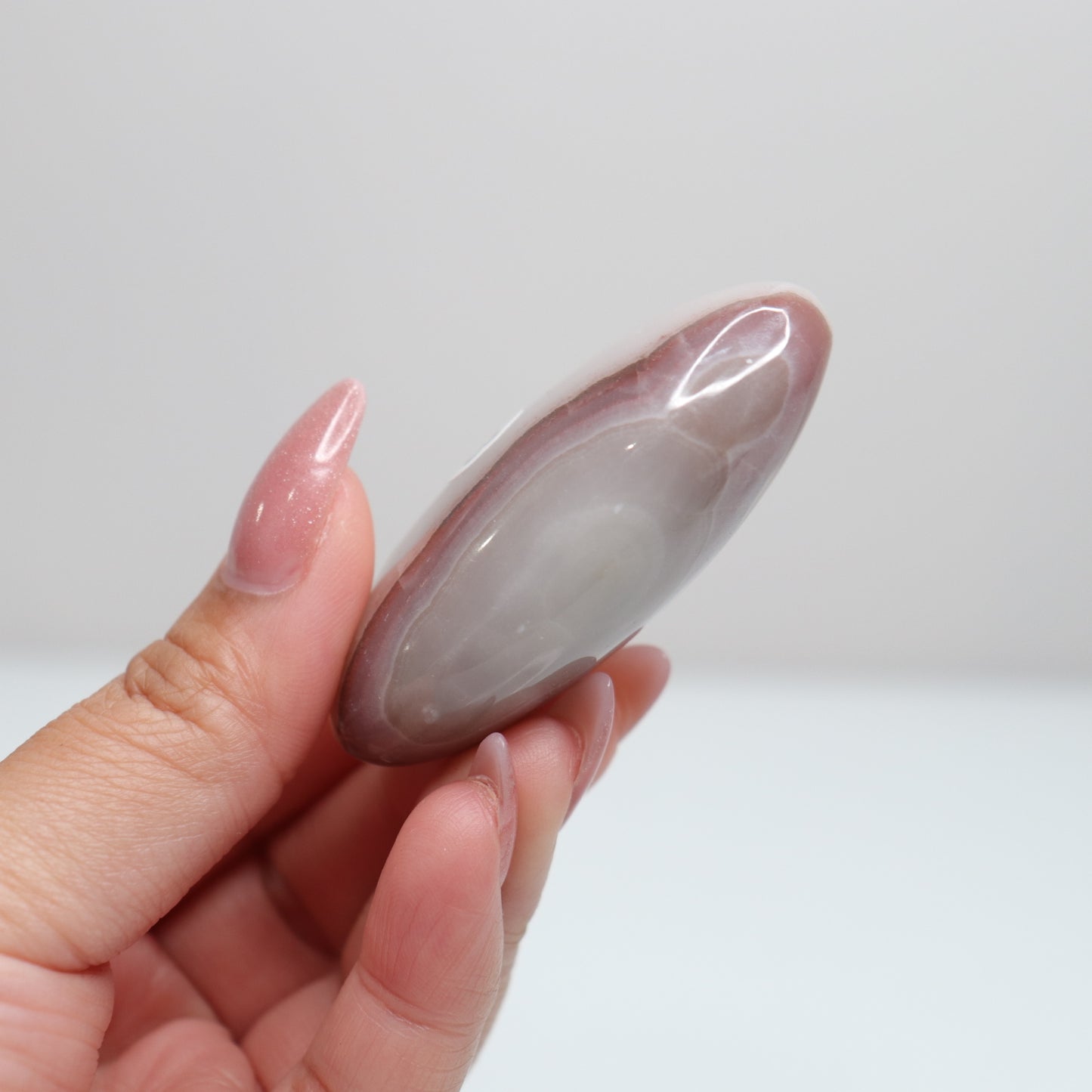 Pink Banded Onyx Palm Stone | 63