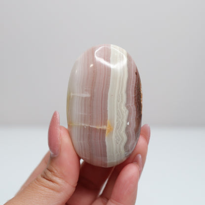 Pink Banded Onyx Palm Stone | 66