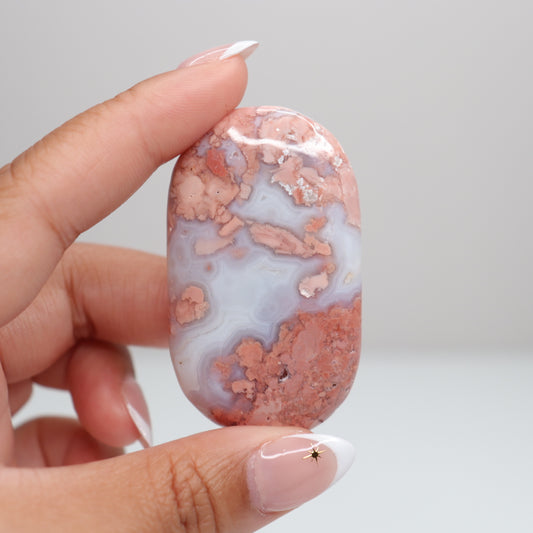 Pink Agate Palm Stone A