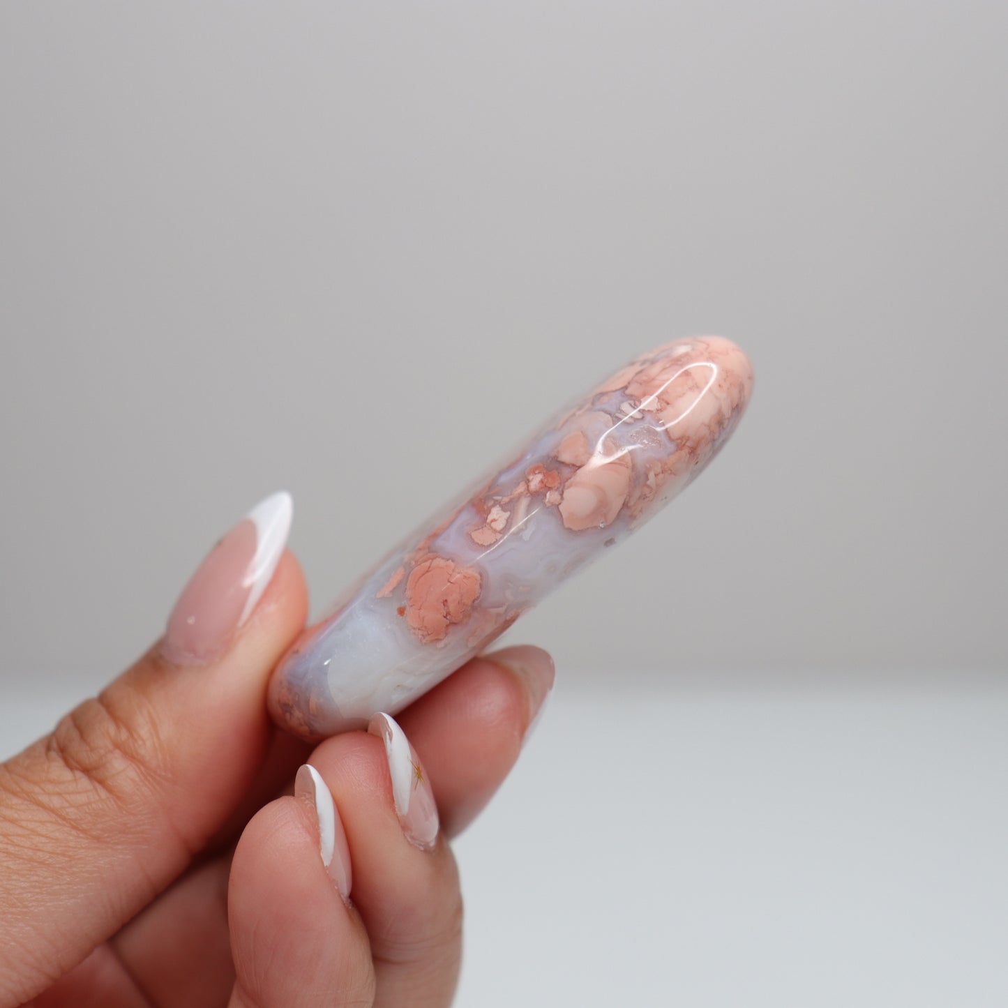 Pink Agate Palm Stone A