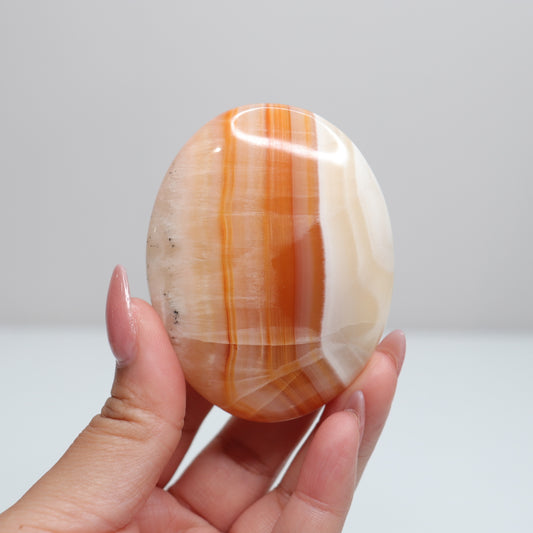 Orange Aragonite Palm Stone | 66