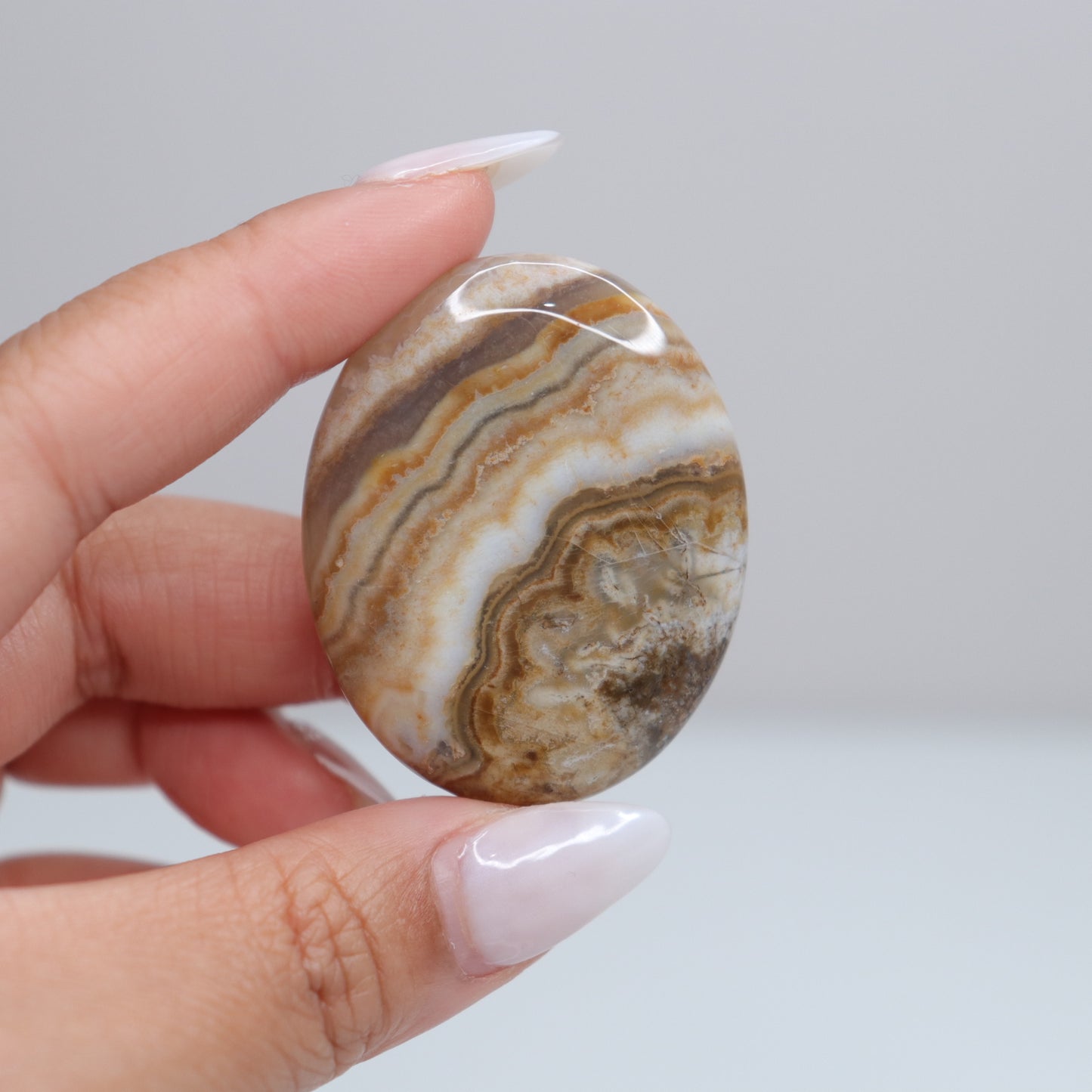 Mexican Lace Agate Palm Stone | 42
