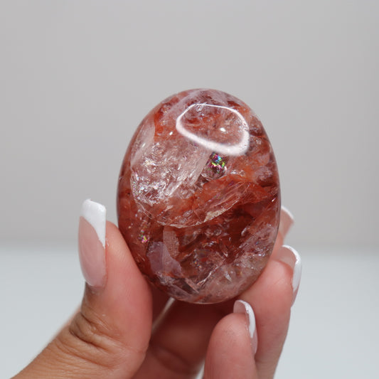 Hematoid Quartz Palm Stone | 13