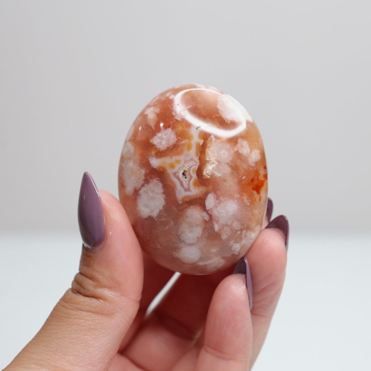 Flower Agate Palm Stone 106