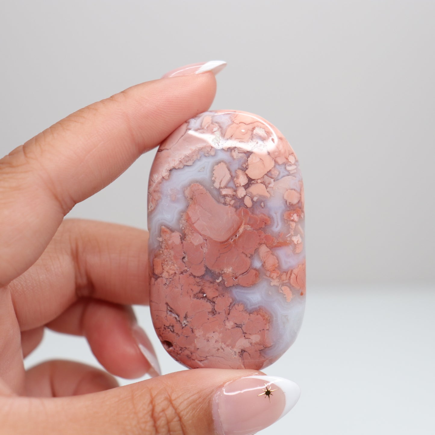 Pink Agate Palm Stone A