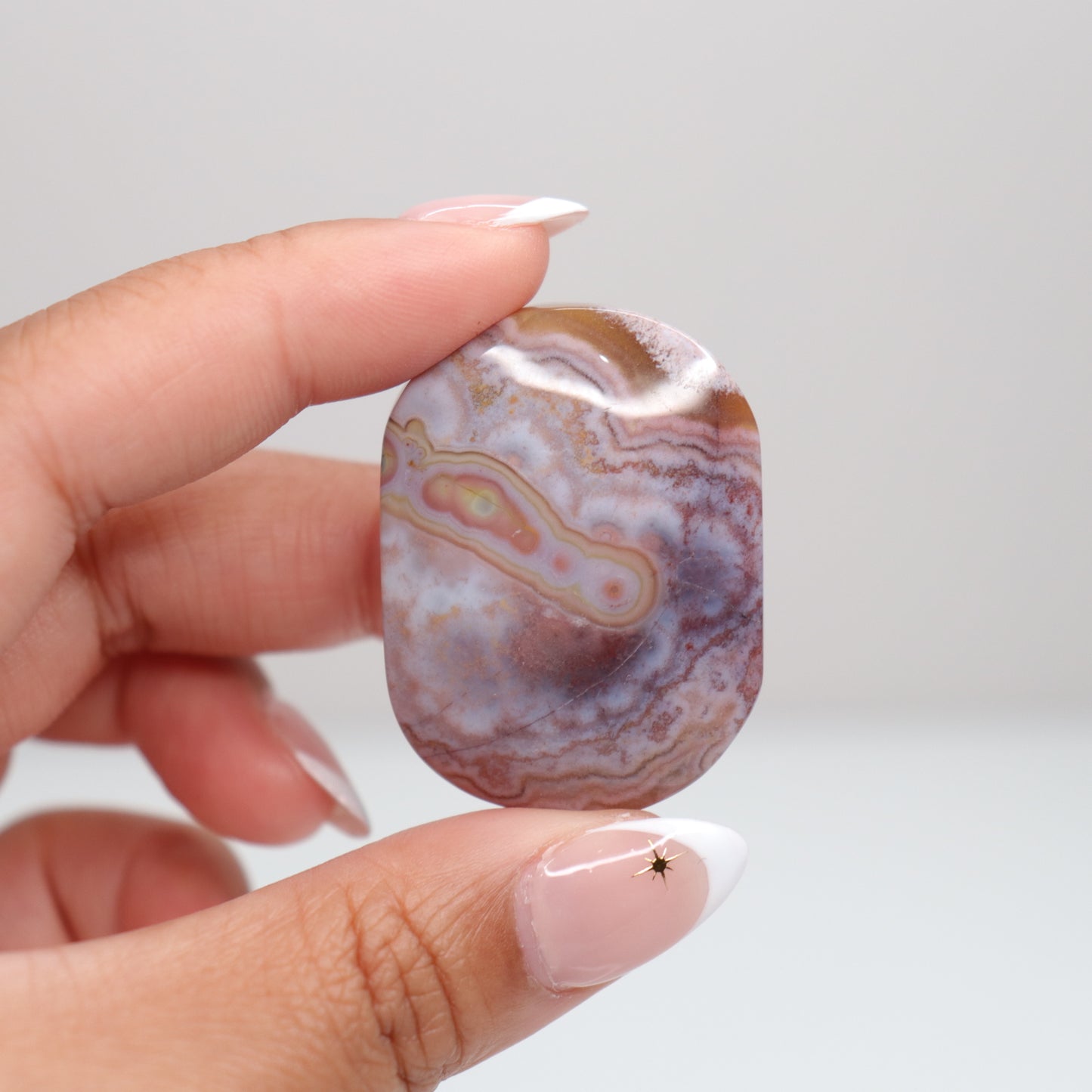 Mexican Lace Agate Palm Stone F