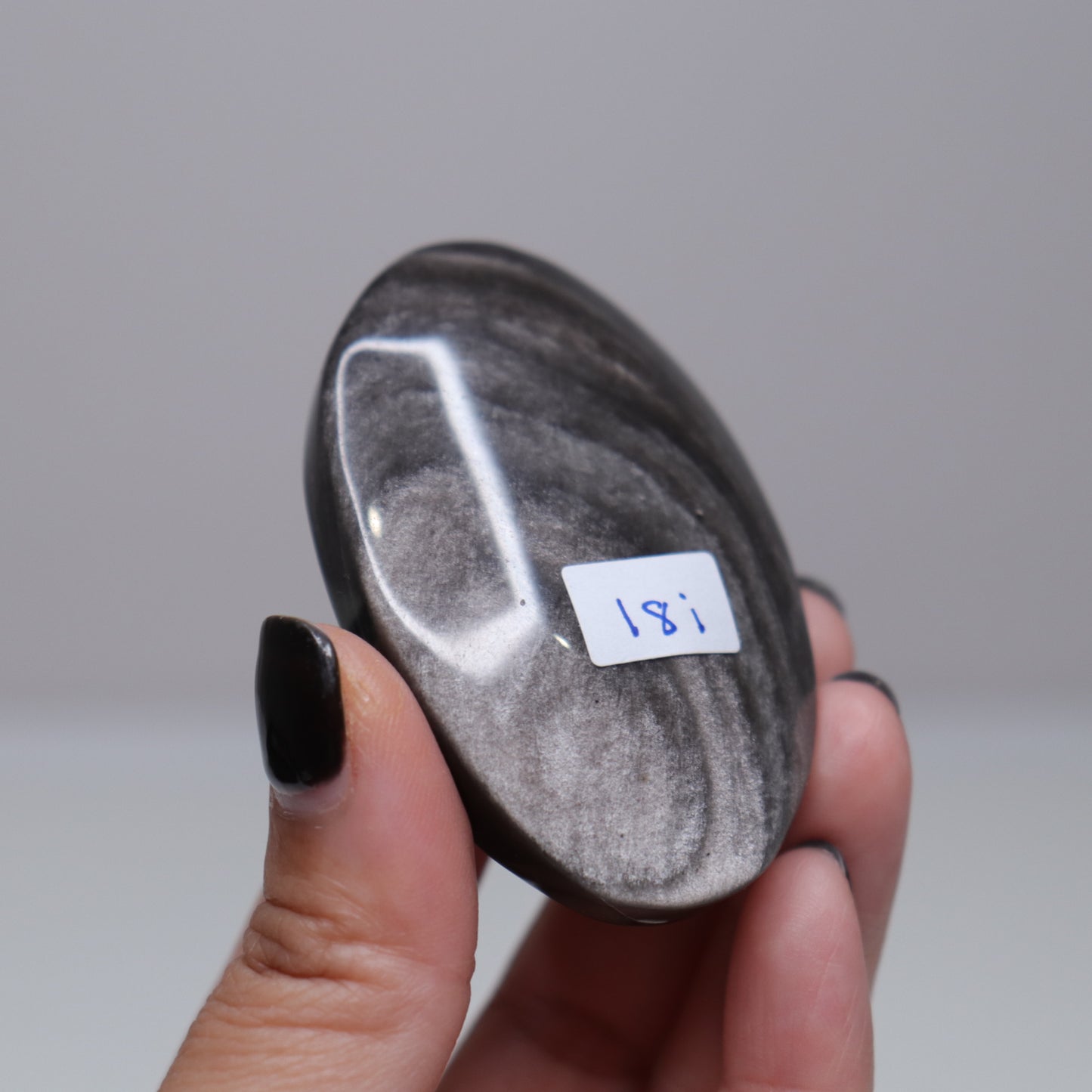 Silver Sheen Obsidian Palm Stone | 6