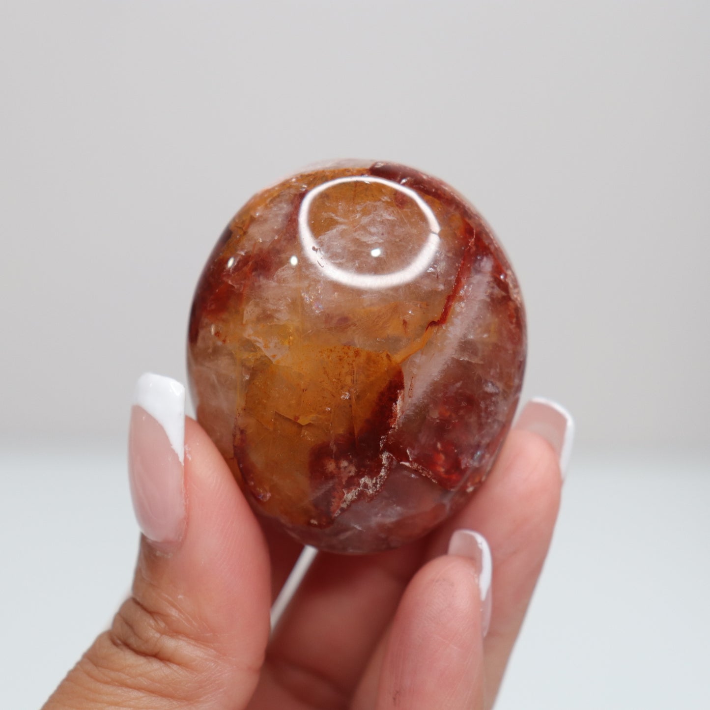 Hematoid Quartz X Golden Healer Palm Stone | 14