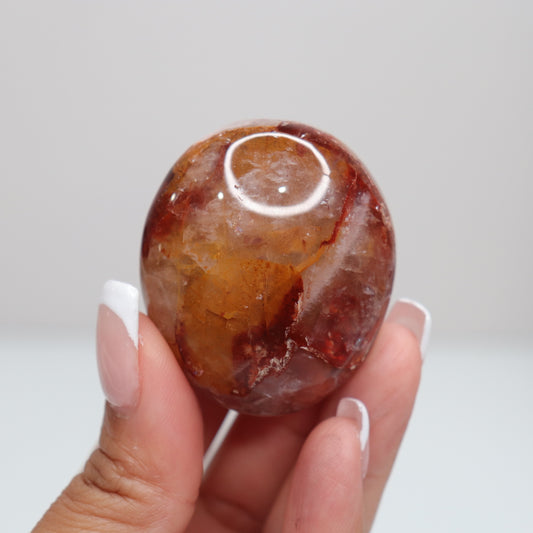 Hematoid Quartz X Golden Healer Palm Stone | 14