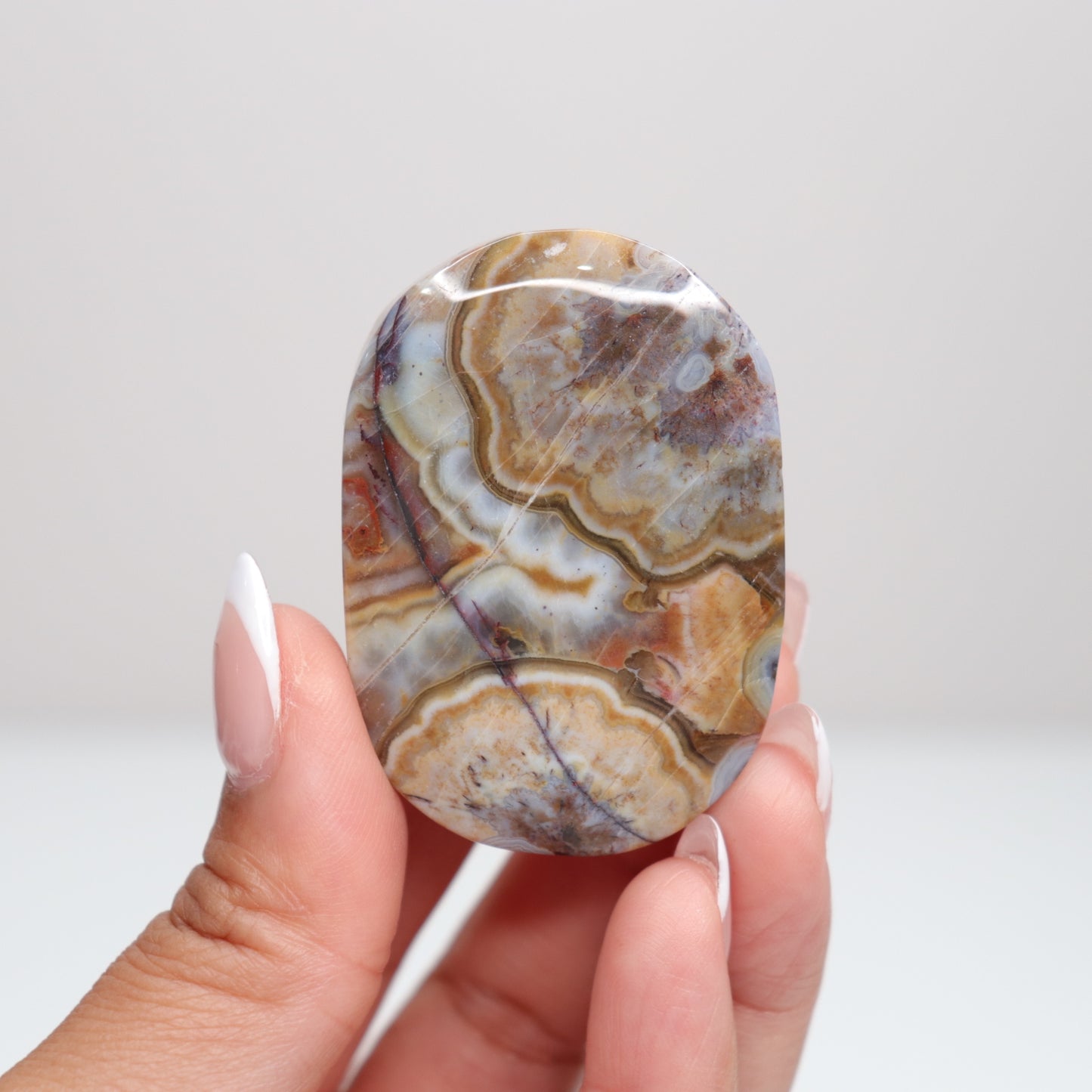 Mexican Lace Agate Palm Stone P