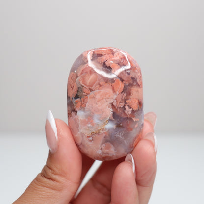 Pink Agate Palm Stone D