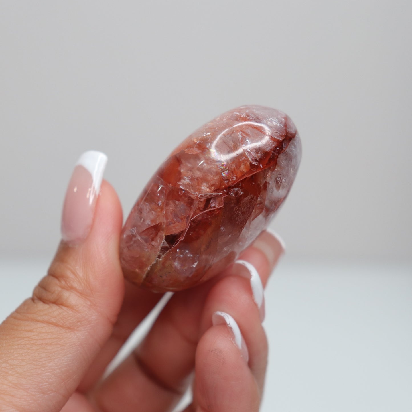 Hematoid Quartz Palm Stone | 13