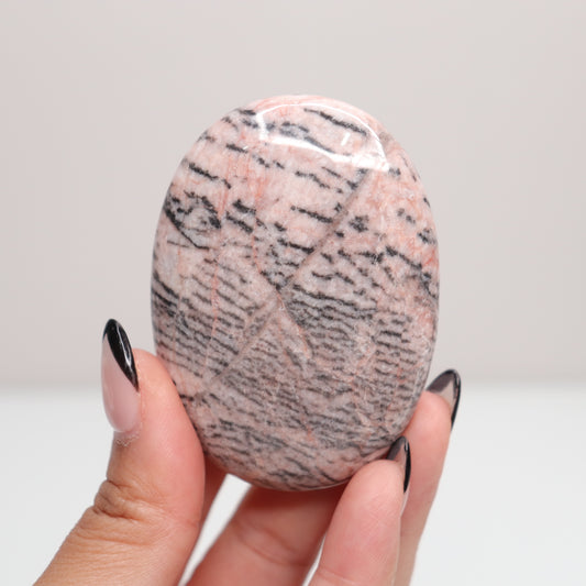 Pink Zebra Jasper Palm Stone | A