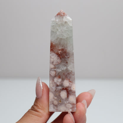 Flower Agate & Quartz Tower