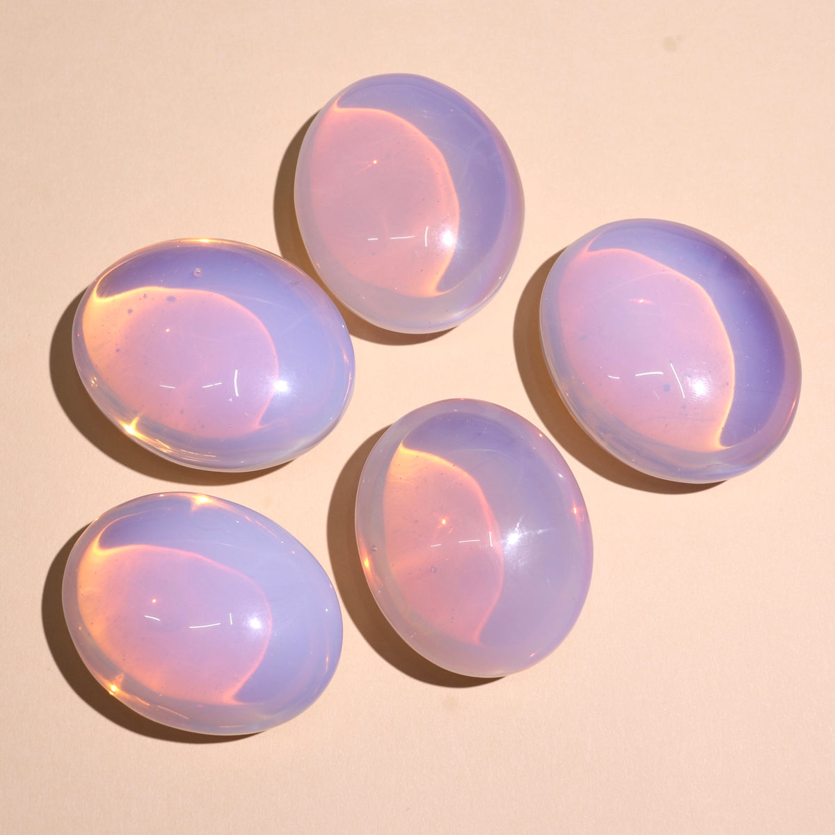 Pink Opalite Palm Stones | Man-Made