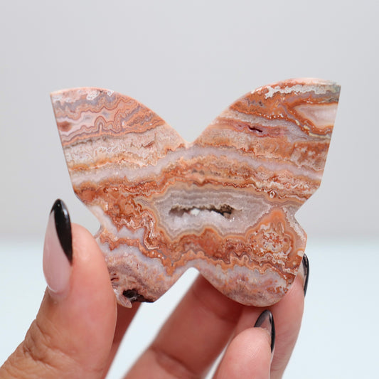 3D Pink Lace Agate Butterfly | K