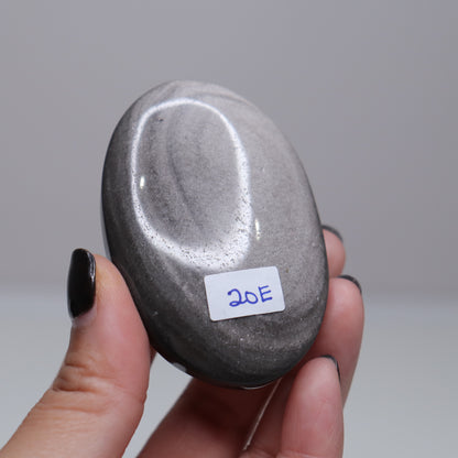 Silver Sheen Obsidian Palm Stone | 5