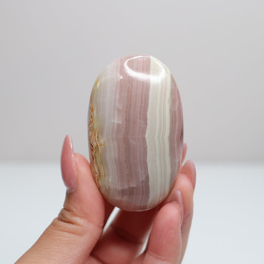 Pink Banded Onyx Palm Stone | 64