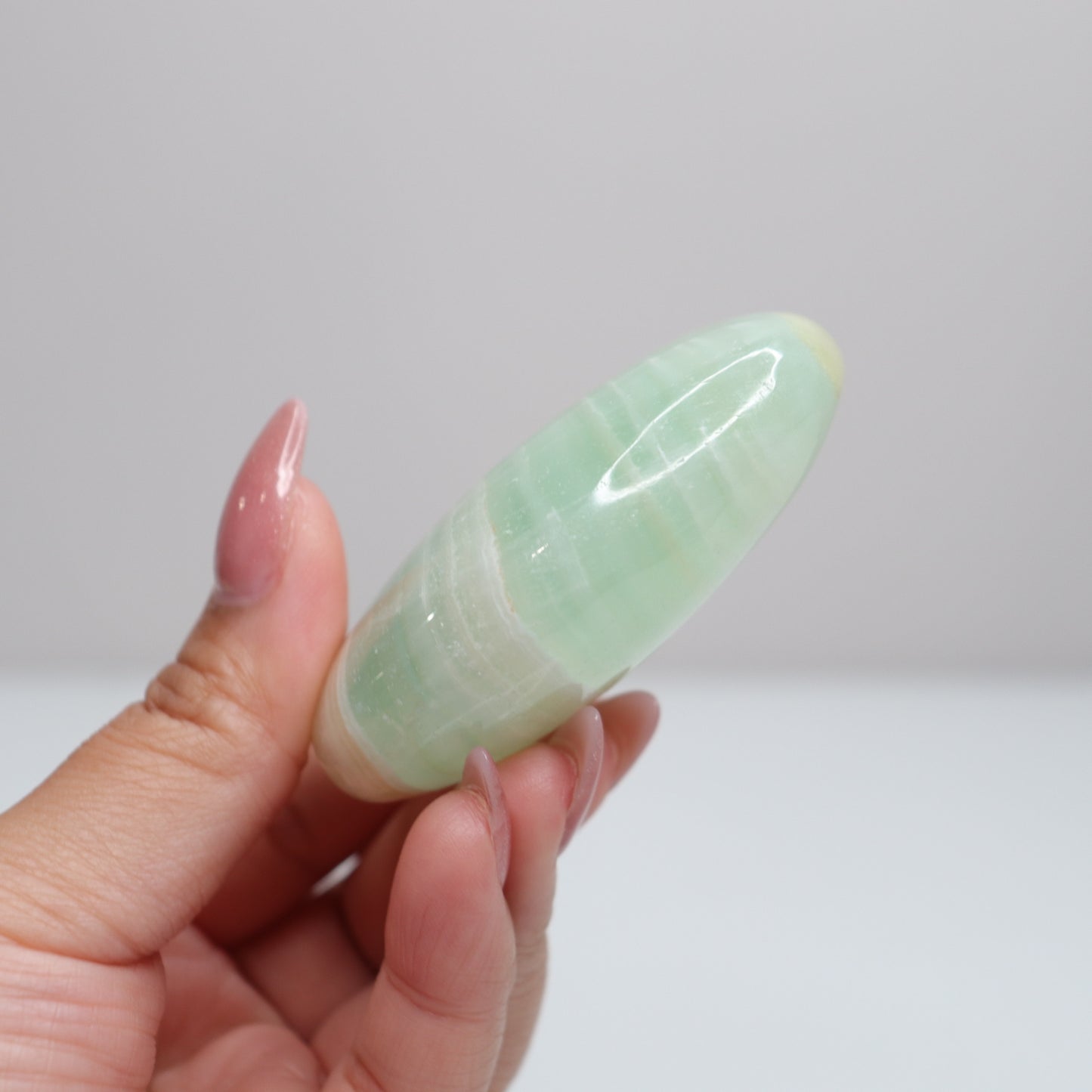 Pistachio Calcite Palm Stone | 87