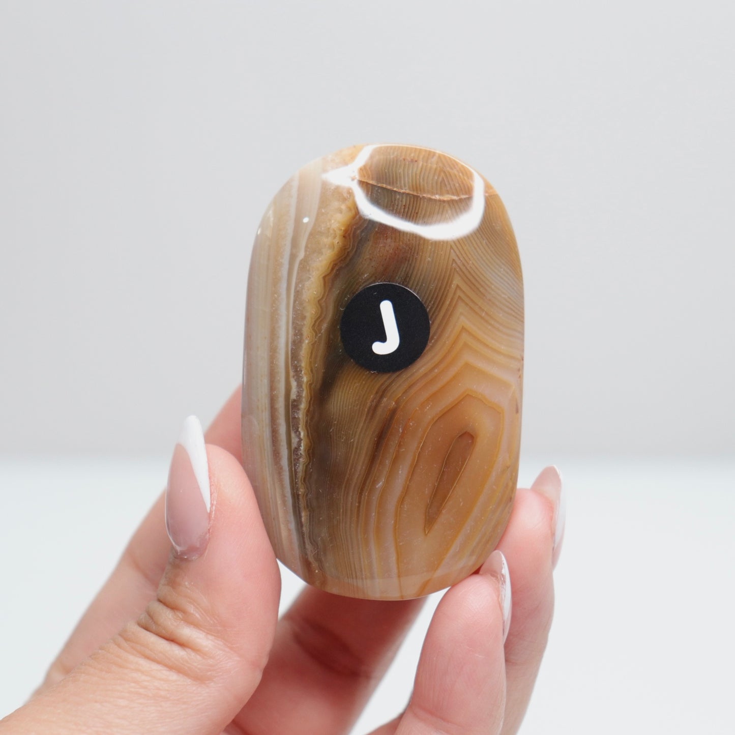 Banded Agate Palm Stone | J