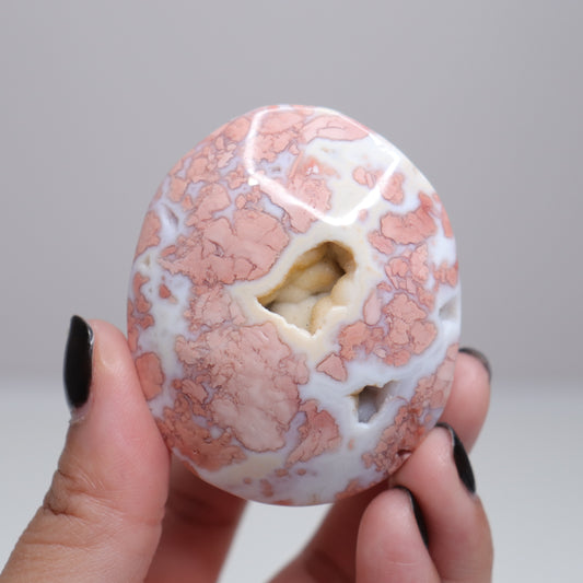 Pink Agate Palm Stone | 2