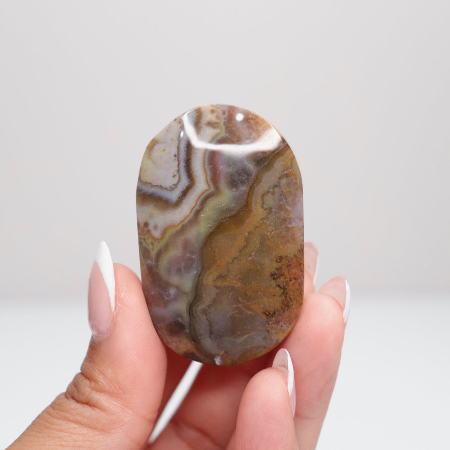 Mexican Lace Agate Palm Stone N