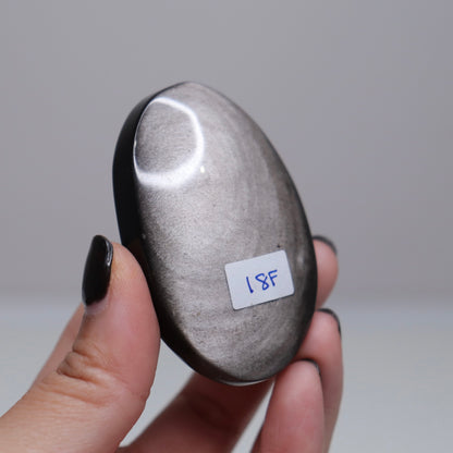Silver Sheen Obsidian Palm Stone | 3