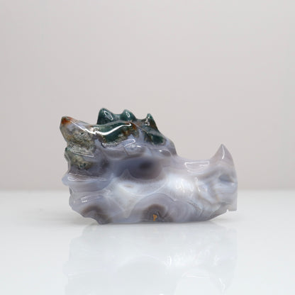 Moss Agate Dragon Head | 2