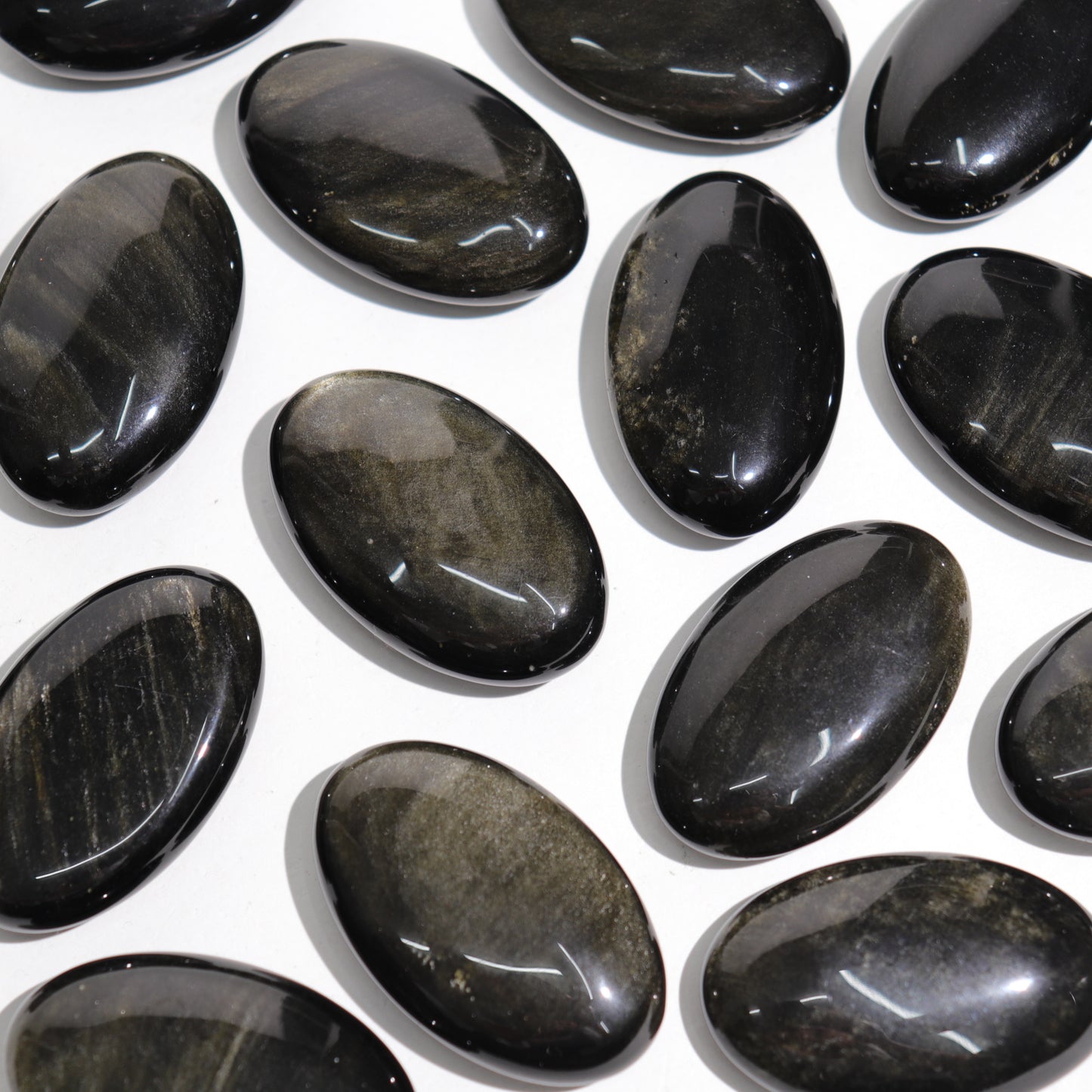 Black Obsidian Palm Stone | Gold