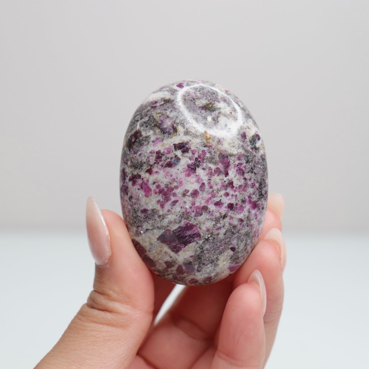 Ruby Albite Palm Stone