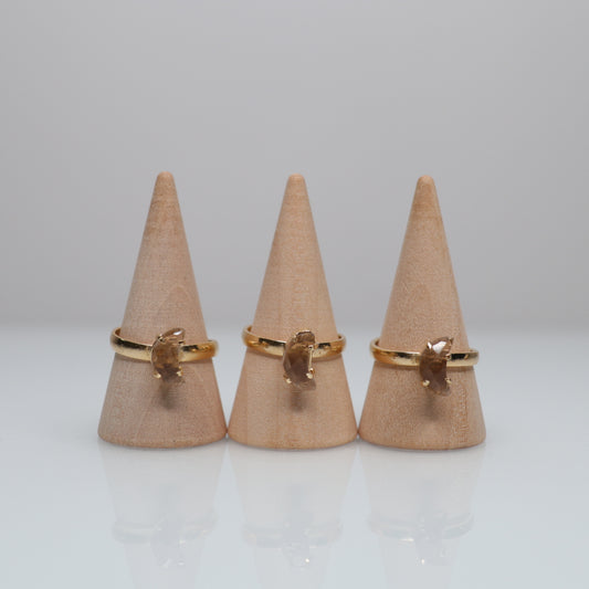 18k Plated Faceted Smoky Quartz Rings