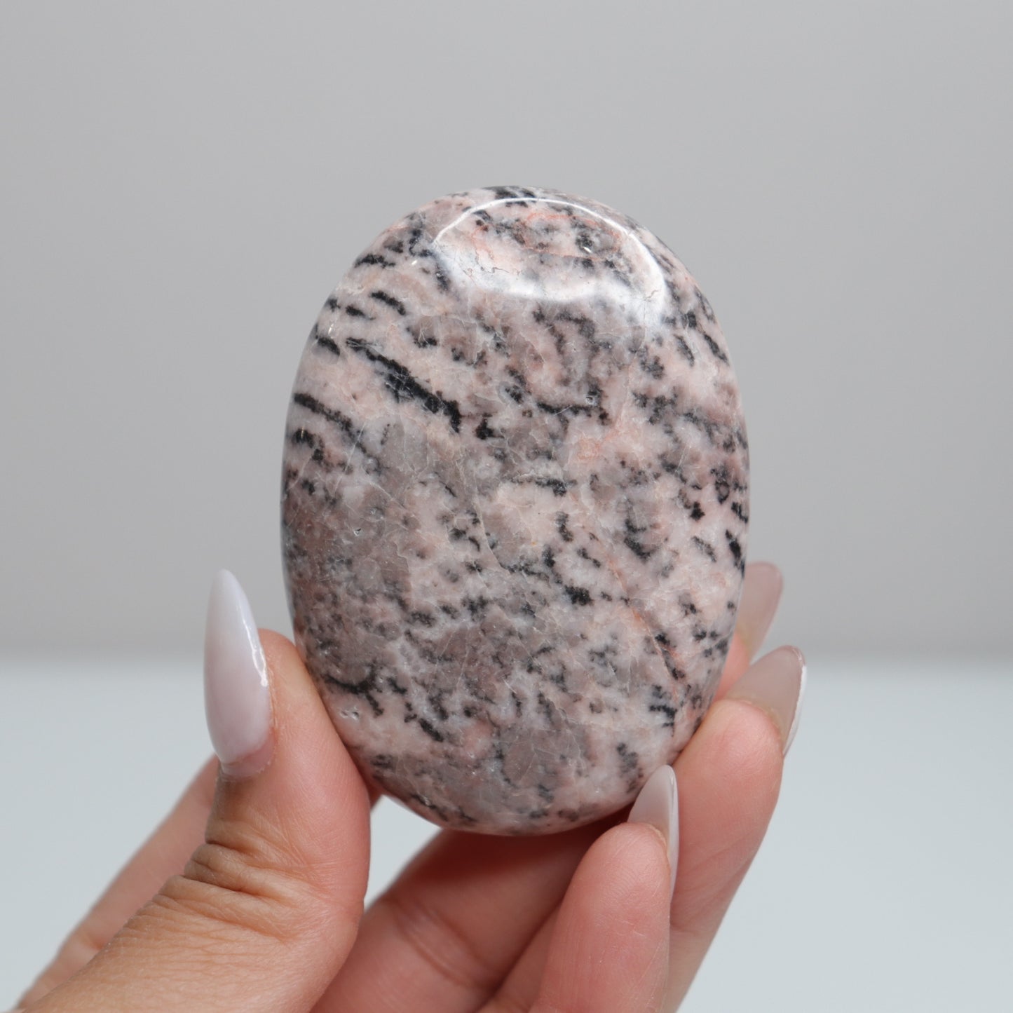 Pink Zebra Jasper Palm Stone | 4