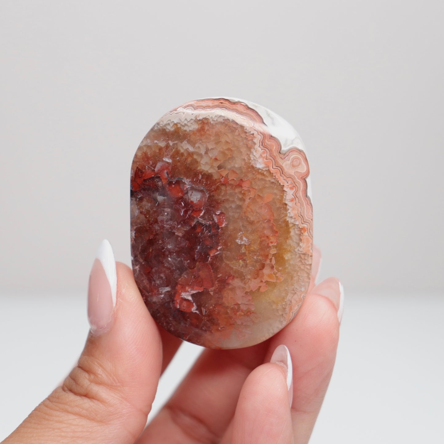 Mexican Lace Agate Palm Stone O