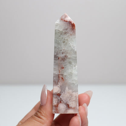 Flower Agate & Quartz Tower