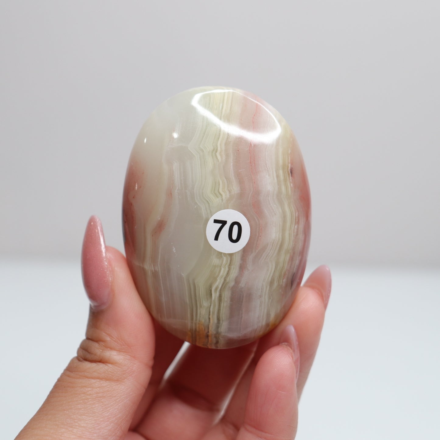 Pink Banded Onyx Palm Stone | 70