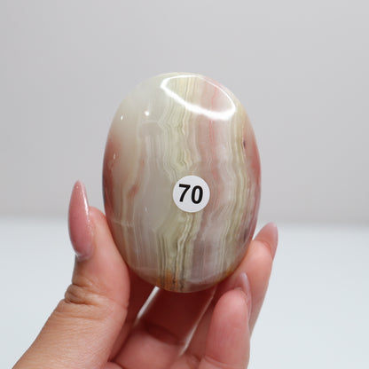 Pink Banded Onyx Palm Stone | 70
