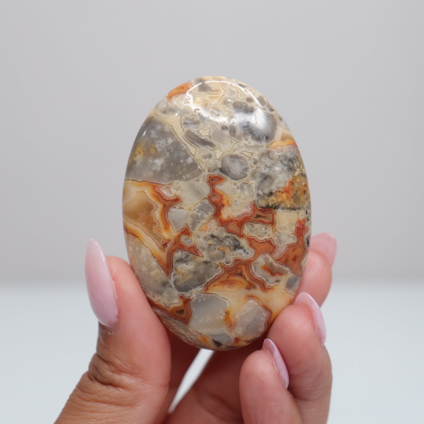 Crazy Lace Agate Palm Stone | C