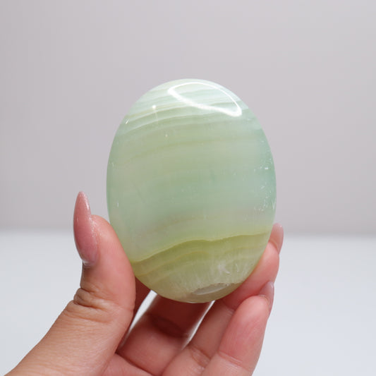 Pistachio Calcite Palm Stone | 85