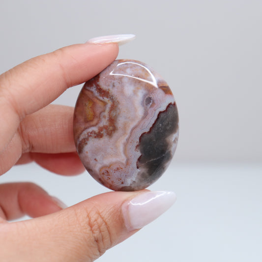 Mexican Lace Agate Palm Stone | 39