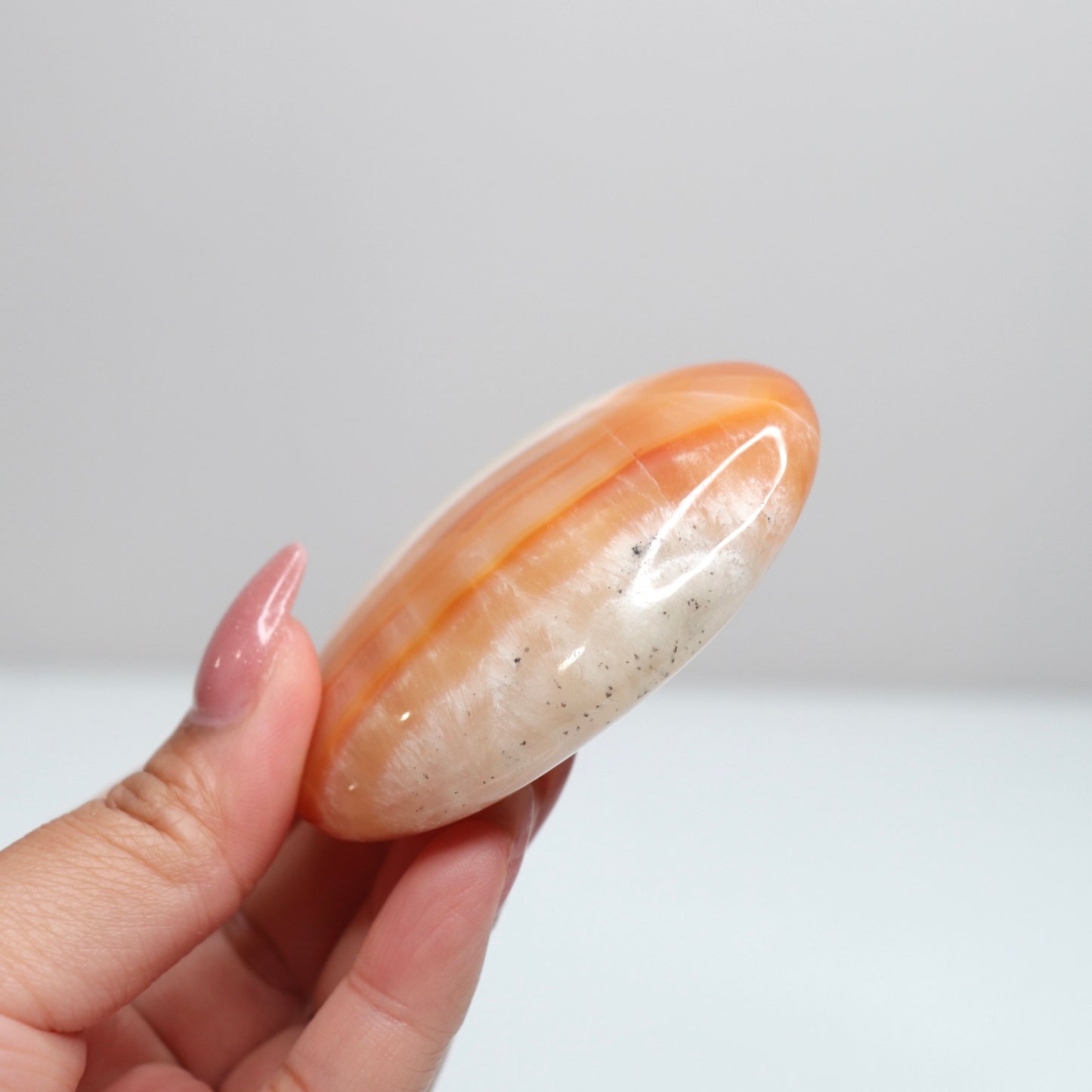 Orange Aragonite Palm Stone | 66