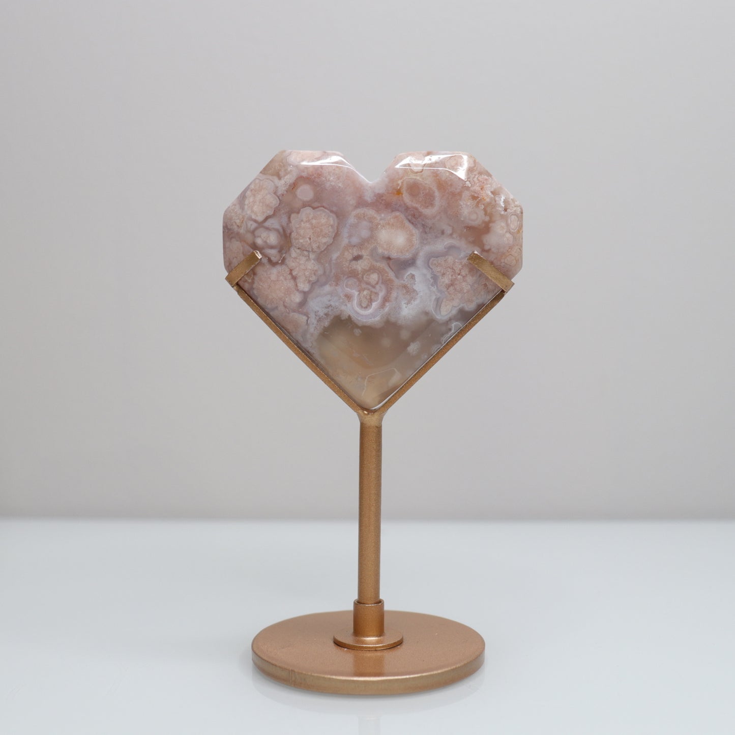 Flower Agate Heart w/ Stand | 1