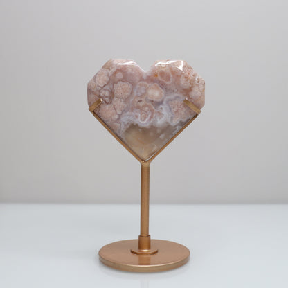 Flower Agate Heart w/ Stand | 1