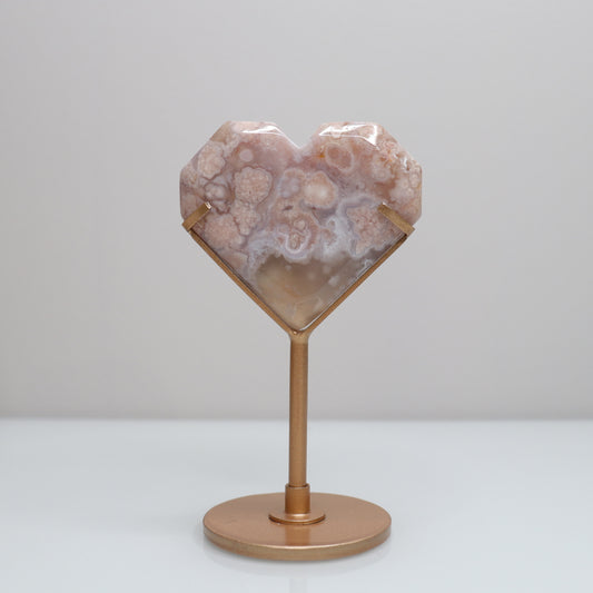 Flower Agate Heart w/ Stand | 1