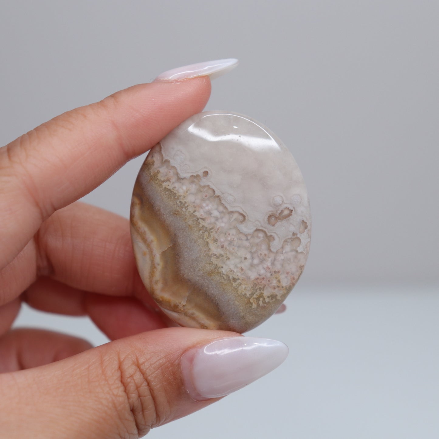 Mexican Lace Agate Palm Stone | 52